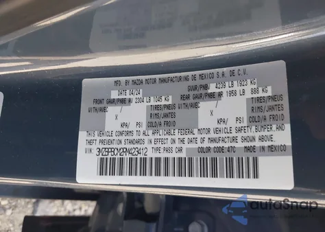 2024 Mazda Mazda3 2.5 S Carbon Edition z USA, uszkodzony, nr VIN 3MZBPBCM2RM423412